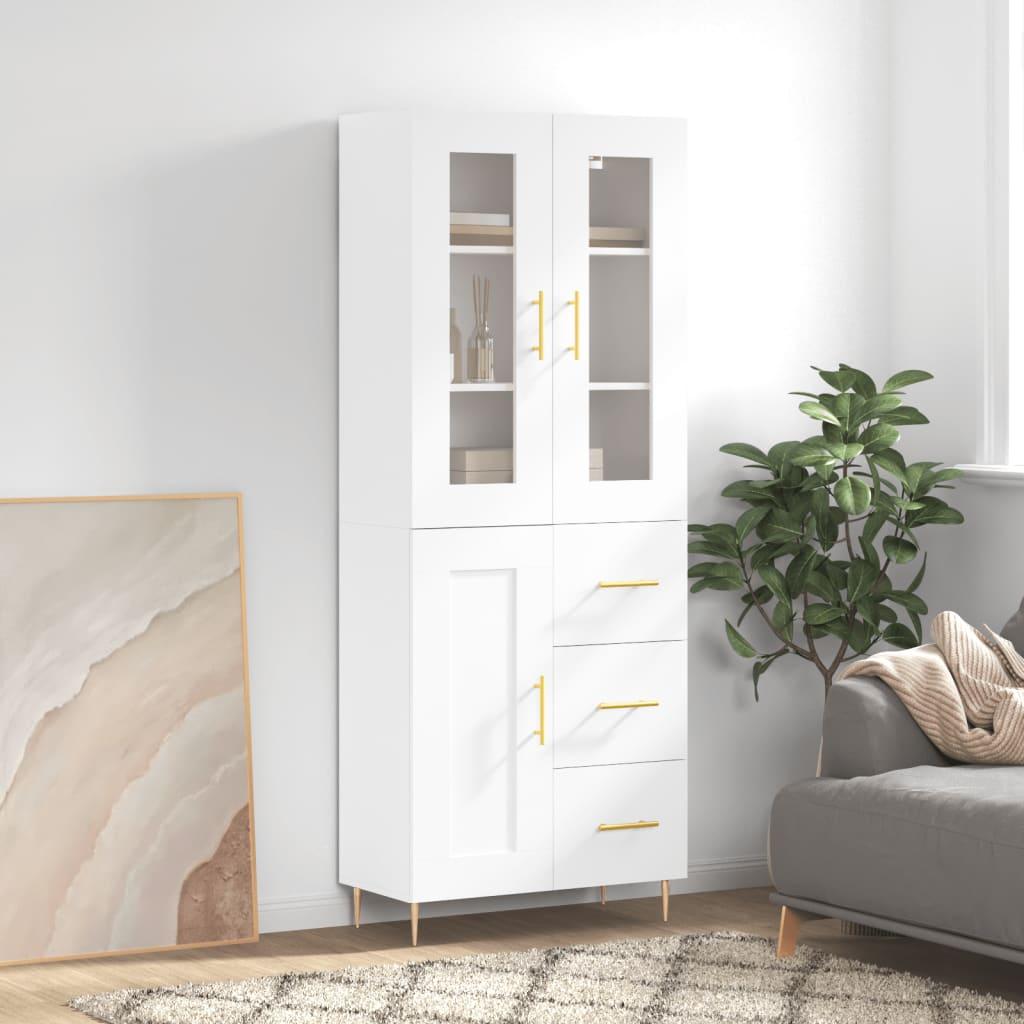 Højskab 69,5x34x180 cm konstrueret træ hvid