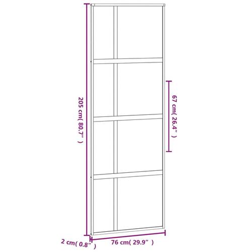 Skydedør 76x205 cm hærdet glas og aluminium sort