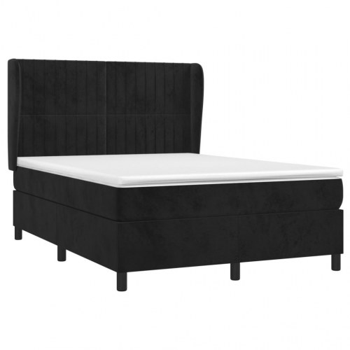 Kontinentalseng med madras 140×190 cm - fløjl, sort