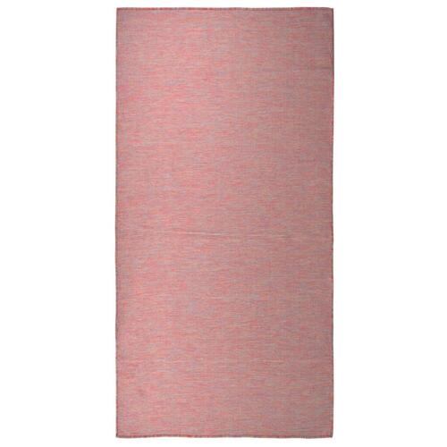Fladvævet udendørstæppe 100x200 cm rød