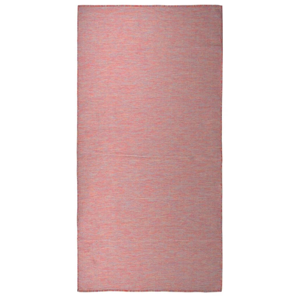 Fladvævet udendørstæppe 100x200 cm rød