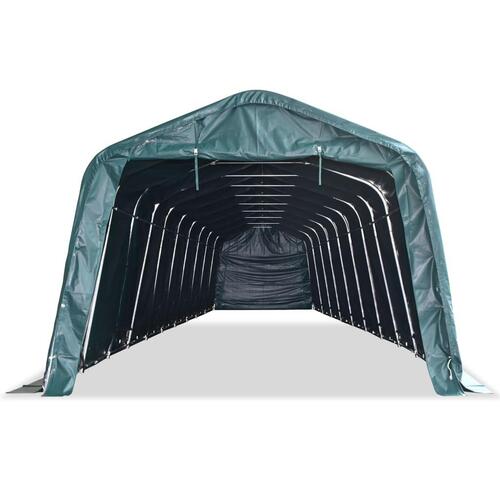 Flytteligt læskur til husdyr PVC 550 g/m² 3,3x16 m mørkegrøn