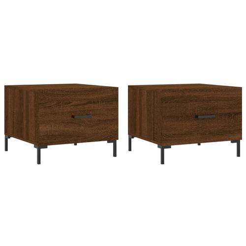 Sofaborde 2 stk. 50x50x40 cm konstrueret træ brun egetræsfarve