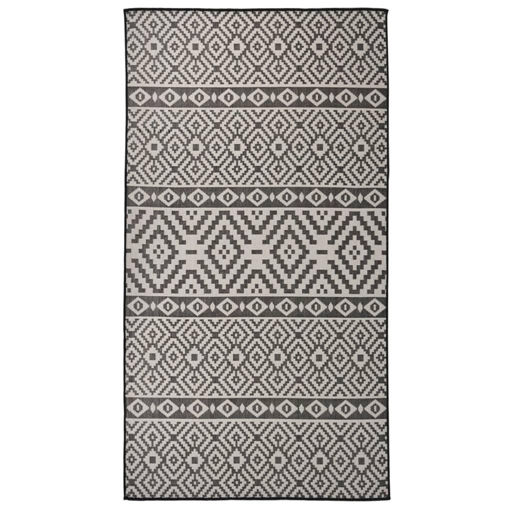 Fladvævet udendørstæppe 80x150 cm stribet sort