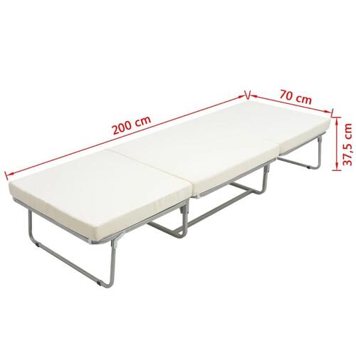 Foldeseng med madras stål 70 x 200 cm