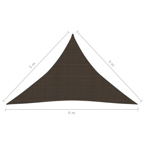 Solsejl 5x5x6 m 160 g/m² HDPE brun