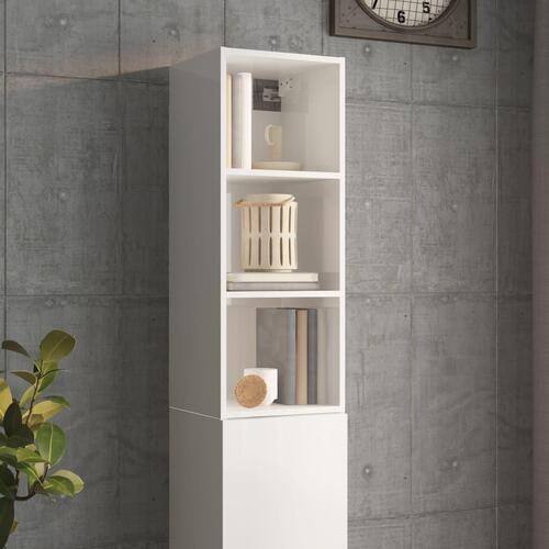 Vægskab 34,5x32,5x90 cm konstrueret træ hvid højglans