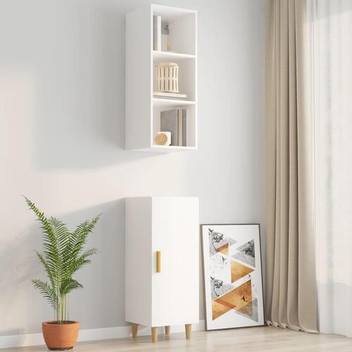 Vægskab 34,5x32,5x90 cm konstrueret træ hvid højglans