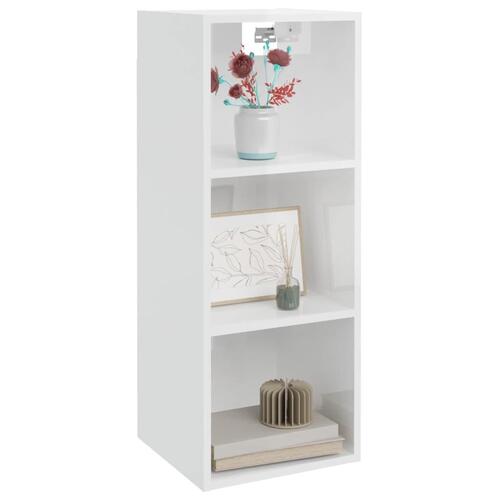 Vægskab 34,5x32,5x90 cm konstrueret træ hvid højglans