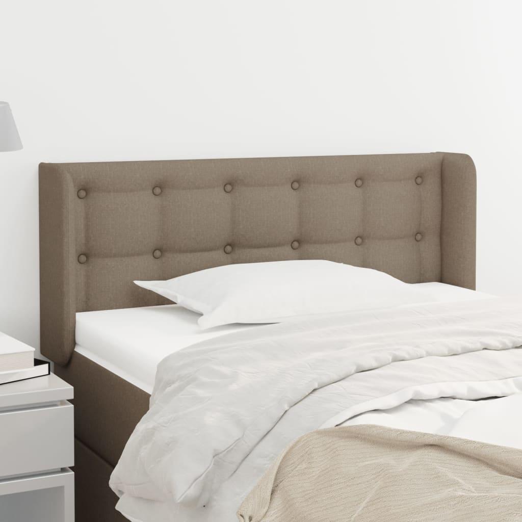 Sengegavl med kanter 83x16x78/128 cm stof gråbrun billede