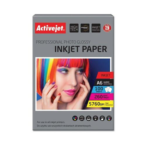 Glossy fotopapir Activejet AP6-260GR100 A6 100 Ark