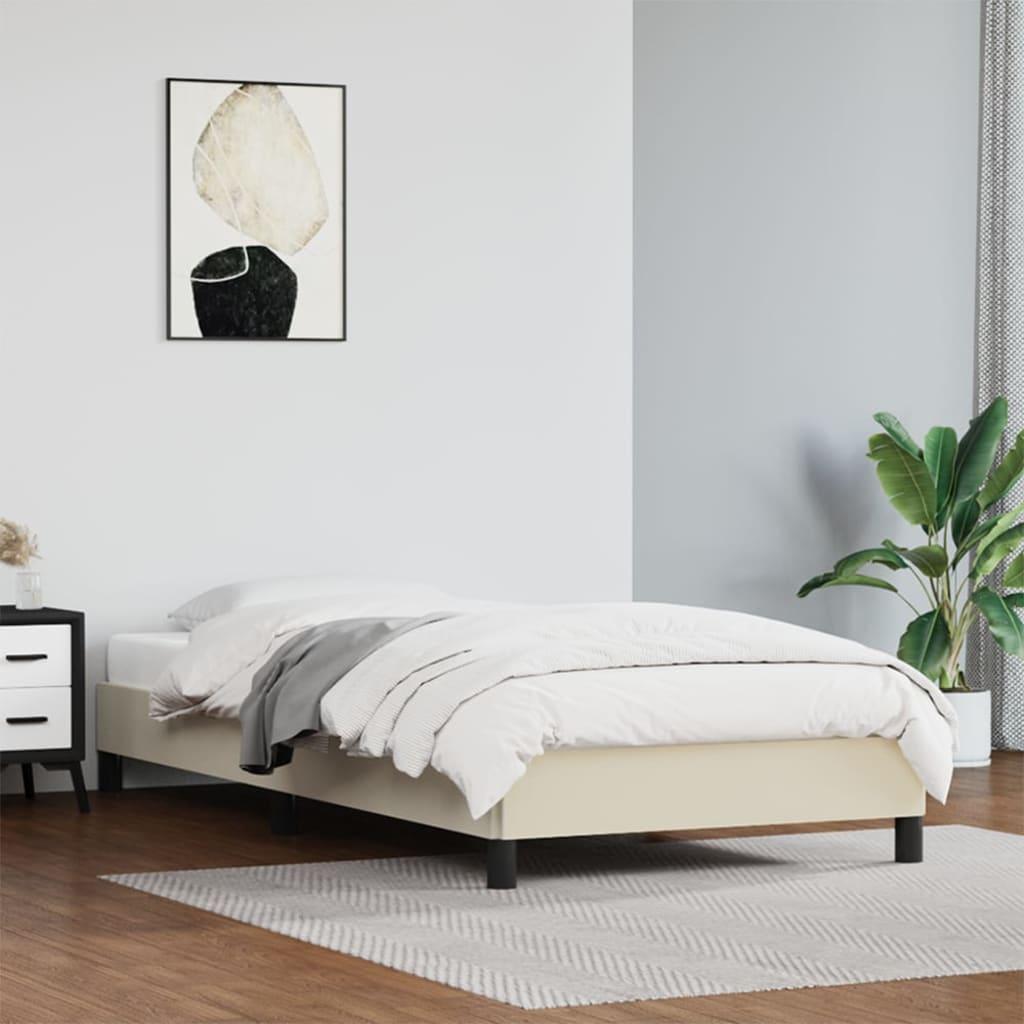 Sengeramme 80x200 cm kunstlæder cremefarvet