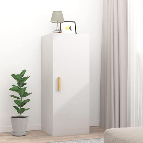 Vægskab 34,5x34x90 cm konstrueret træ hvid højglans