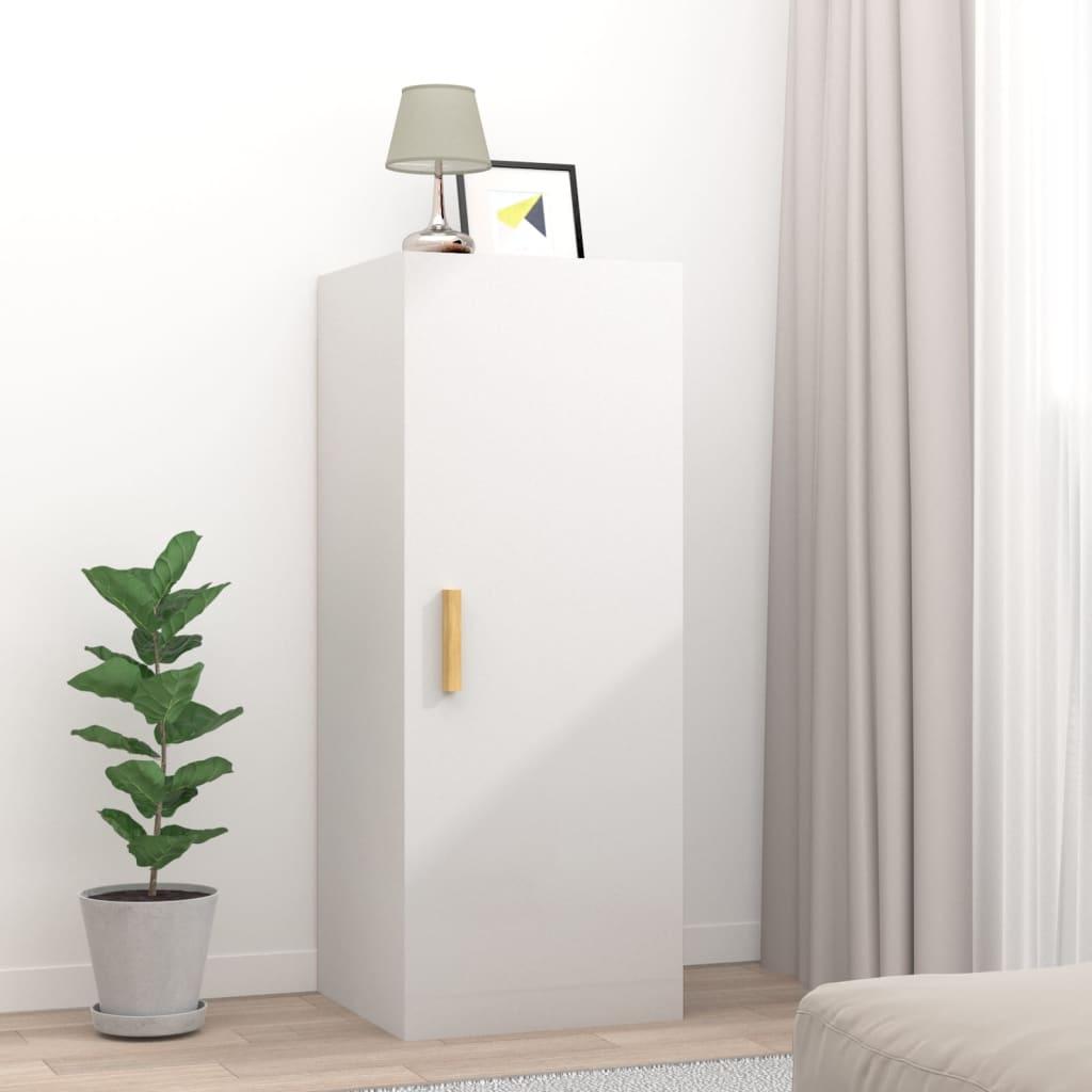 Vægskab 34,5x34x90 cm konstrueret træ hvid højglans