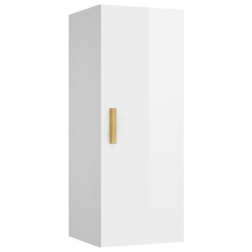 Vægskab 34,5x34x90 cm konstrueret træ hvid højglans