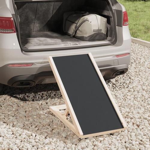 Hunderampe 70x35 cm massivt fyrretræ grå