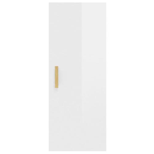 Vægskab 34,5x34x90 cm konstrueret træ hvid højglans