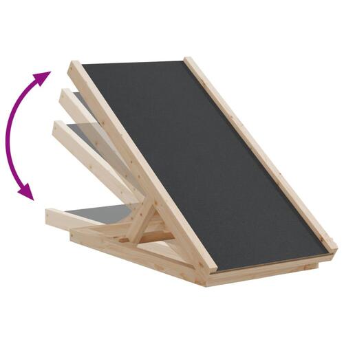 Hunderampe 70x35 cm massivt fyrretræ grå