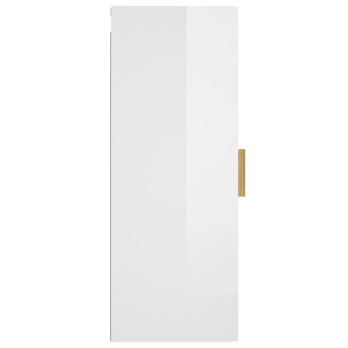 Vægskab 34,5x34x90 cm konstrueret træ hvid højglans