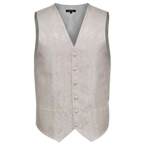 Herre Paisley Bryllupsvest sæt, størrelse 48, cremefarvet