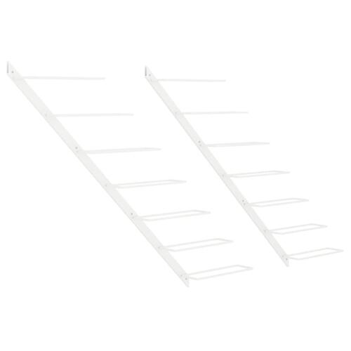 Væghængte vinreoler til 7 flasker 2 stk. metal hvid
