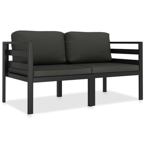 Sofasæt til haven med hynder 2 dele aluminium antracitgrå