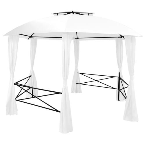 Havetelt med gardiner 360x312x265 cm 180 g/m² hvid