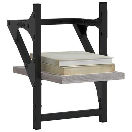 Væghylder med stænger 2 stk. 20x25x30 cm grå sonoma-eg