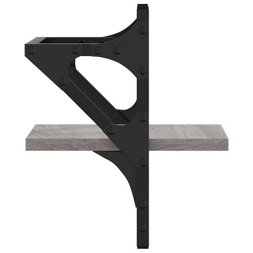 Væghylder med stænger 2 stk. 20x25x30 cm grå sonoma-eg