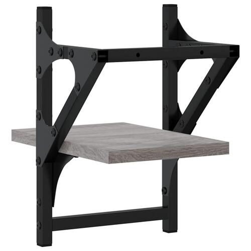 Væghylder med stænger 2 stk. 20x25x30 cm grå sonoma-eg