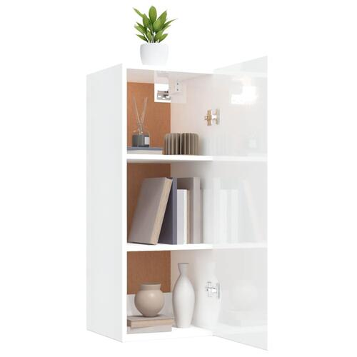 Vægskab 34,5x34x90 cm konstrueret træ hvid højglans