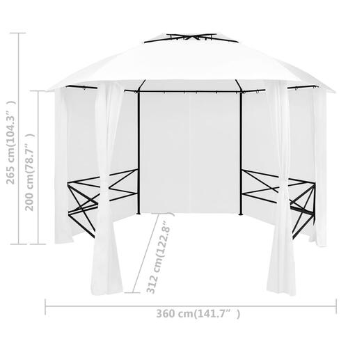 Havetelt med gardiner 360x312x265 cm 180 g/m² hvid