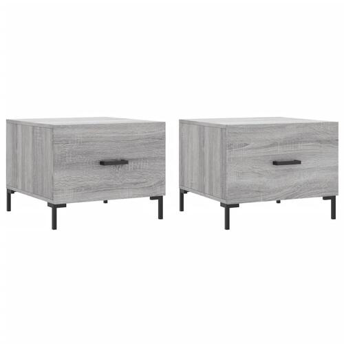 Sofaborde 2 stk. 50x50x40 cm konstrueret træ grå sonoma-eg