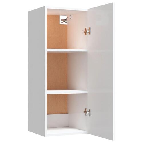 Vægskab 34,5x34x90 cm konstrueret træ hvid højglans