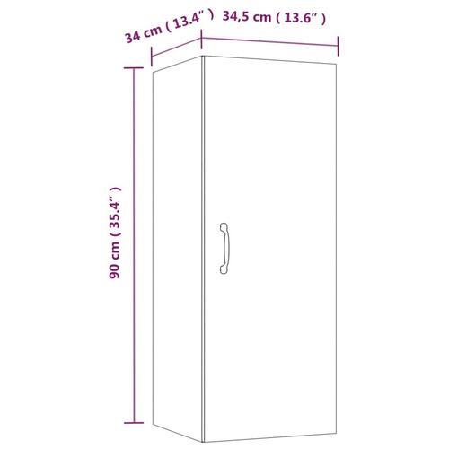 Vægskab 34,5x34x90 cm konstrueret træ hvid højglans