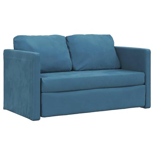 2-i-1 sovesofa 122x204x55 cm velour blå