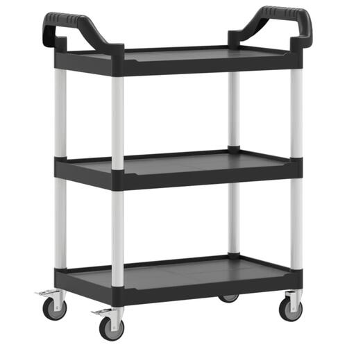 Vogn med 3 hylder 81x41x92 cm aluminium sort