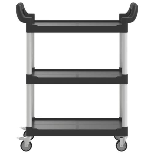 Vogn med 3 hylder 81x41x92 cm aluminium sort