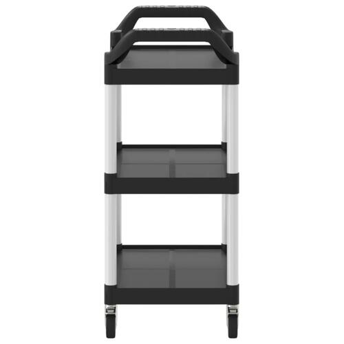 Vogn med 3 hylder 81x41x92 cm aluminium sort