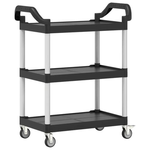 Vogn med 3 hylder 81x41x92 cm aluminium sort