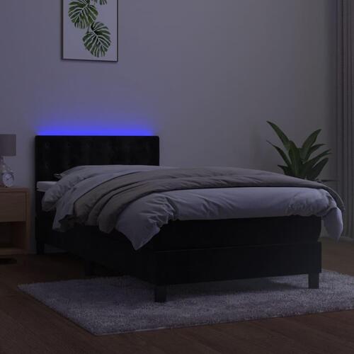Kontinentalseng med LED-lys 90x200 cm fløjl sort