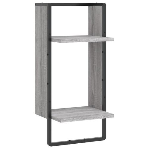 Væghylde med stang 30x25x65 cm grå sonoma-eg