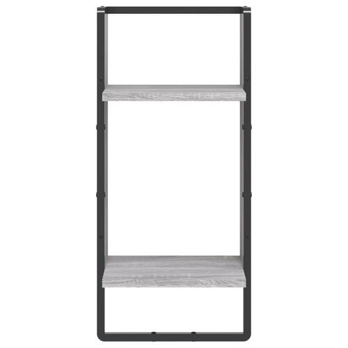 Væghylde med stang 30x25x65 cm grå sonoma-eg