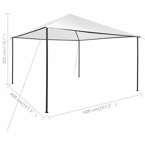 Havepavillon 4x4x3 m 180 g/m² hvid