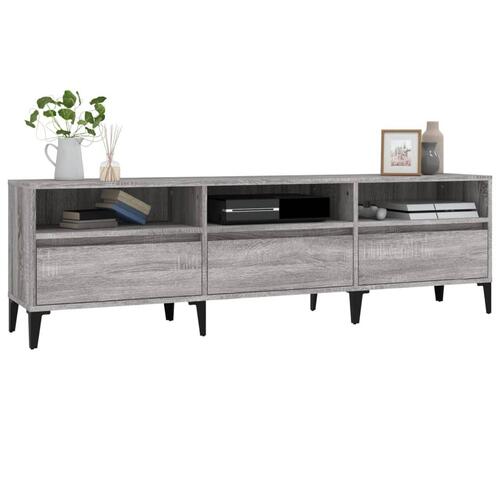 Tv-bord 150x30x44,5 cm konstrueret træ grå sonoma-eg