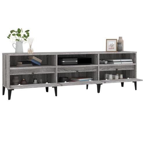 Tv-bord 150x30x44,5 cm konstrueret træ grå sonoma-eg