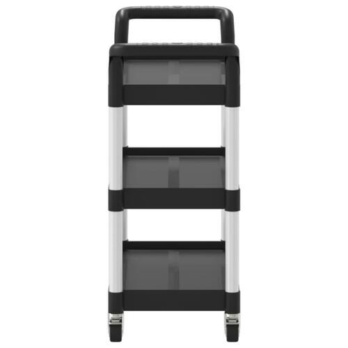 Vogn med 3 hylder 77x34x72 cm aluminium sort