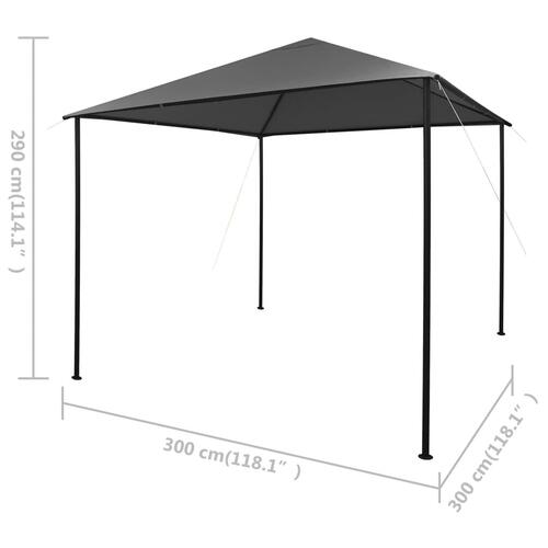 Pavillon 3x3 m stof og stål 180 g/m² antracitgrå