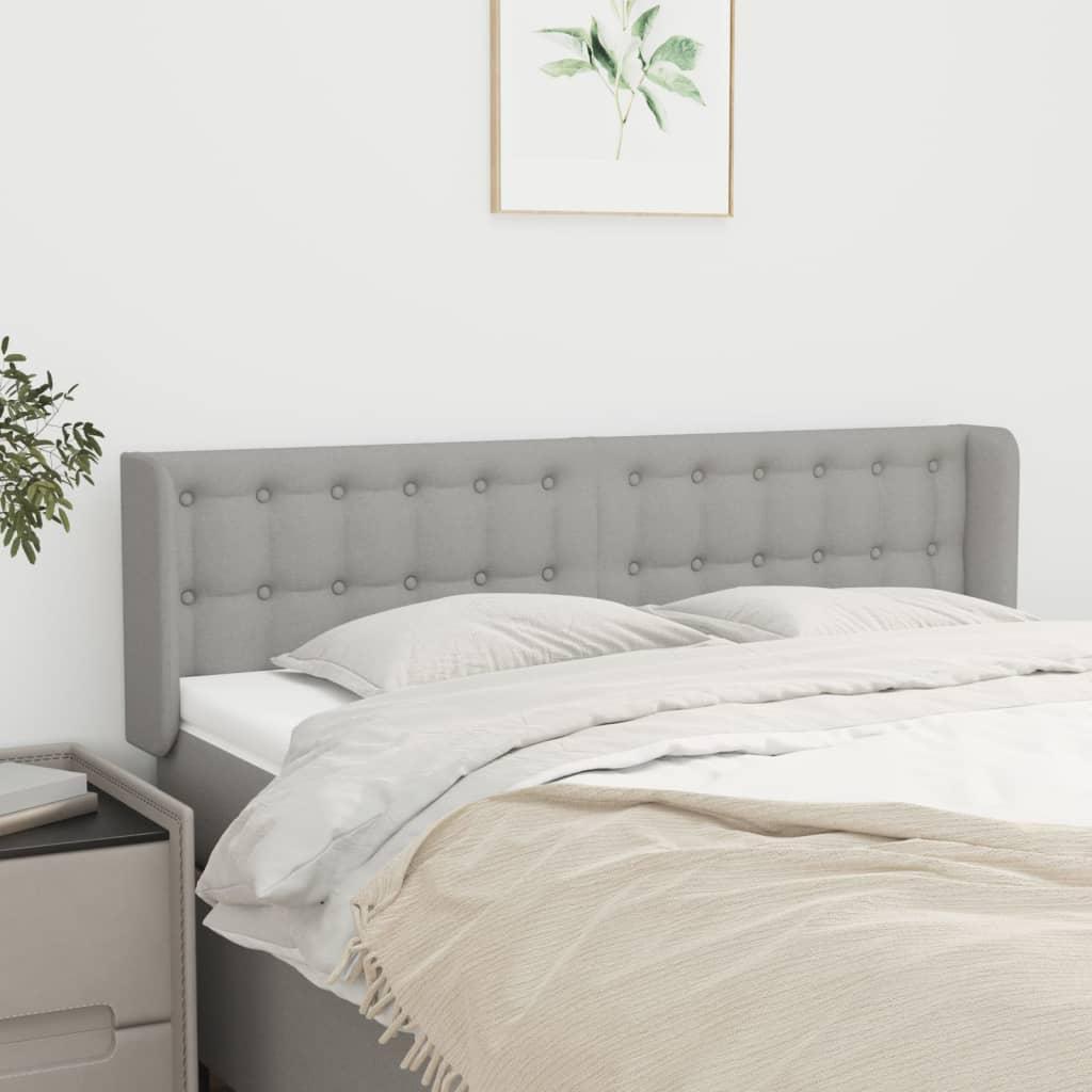 Sengegavl med kanter 147x16x78/88 cm stof lysegrå