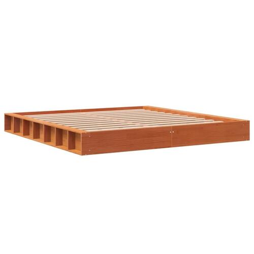 Sengeramme uden madras 200x200 cm massivt fyrretræ gyldenbrun